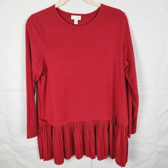 J. Jill ruffle pleated hem long sleeved top size medium - Picture 1 of 6